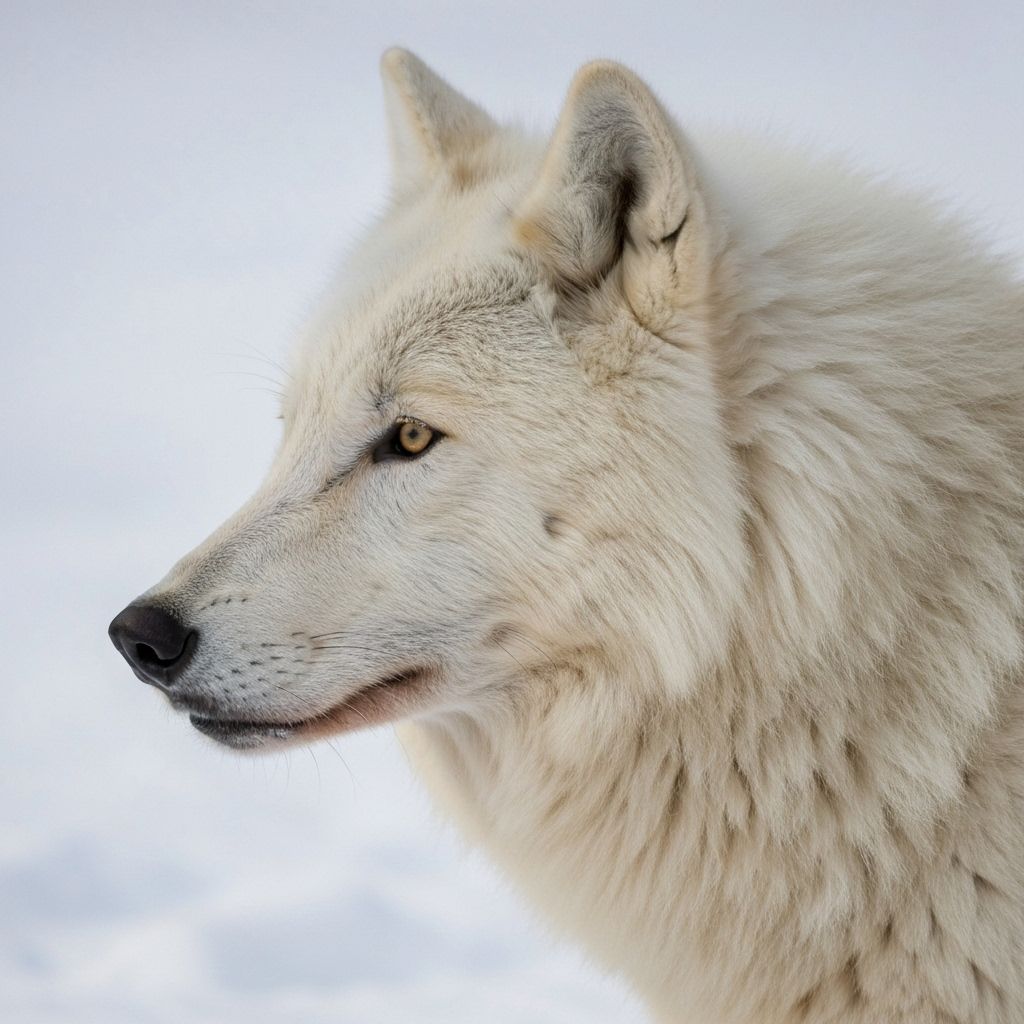 Lobo ártico mirando a la izquierda
