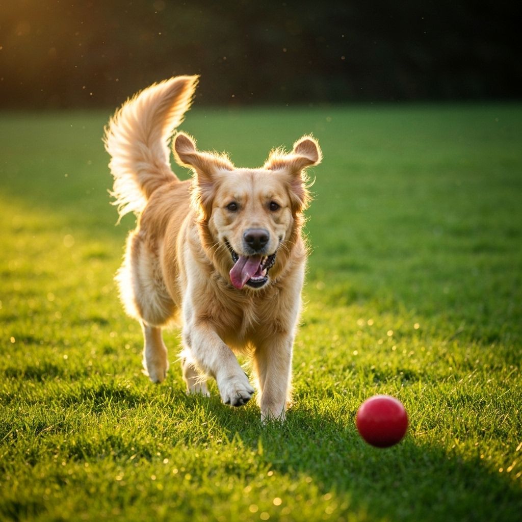 Golden retriever feliz jugando