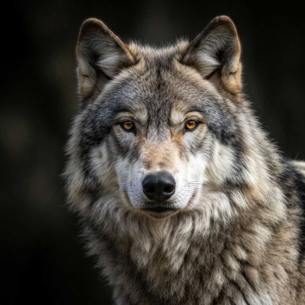 Lobo gris mirando al frente