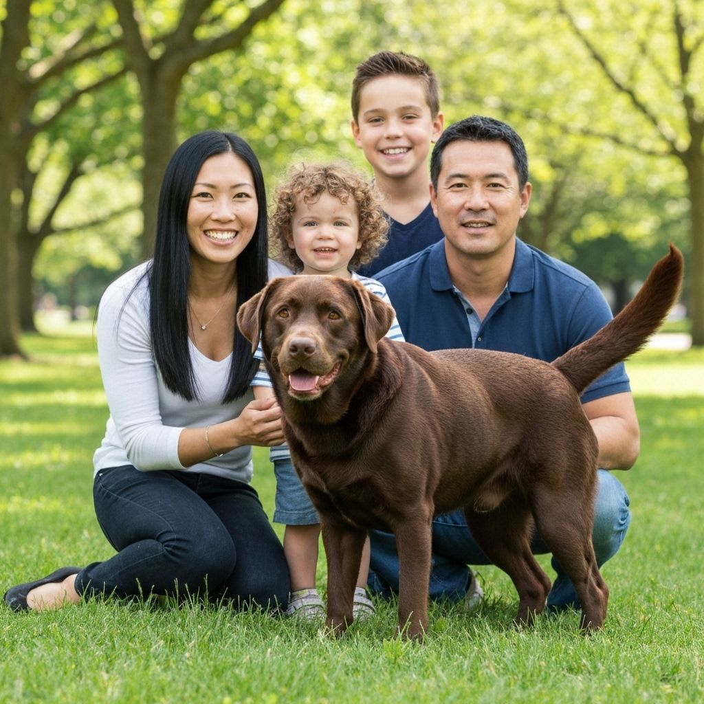 Labrador retriever en familia