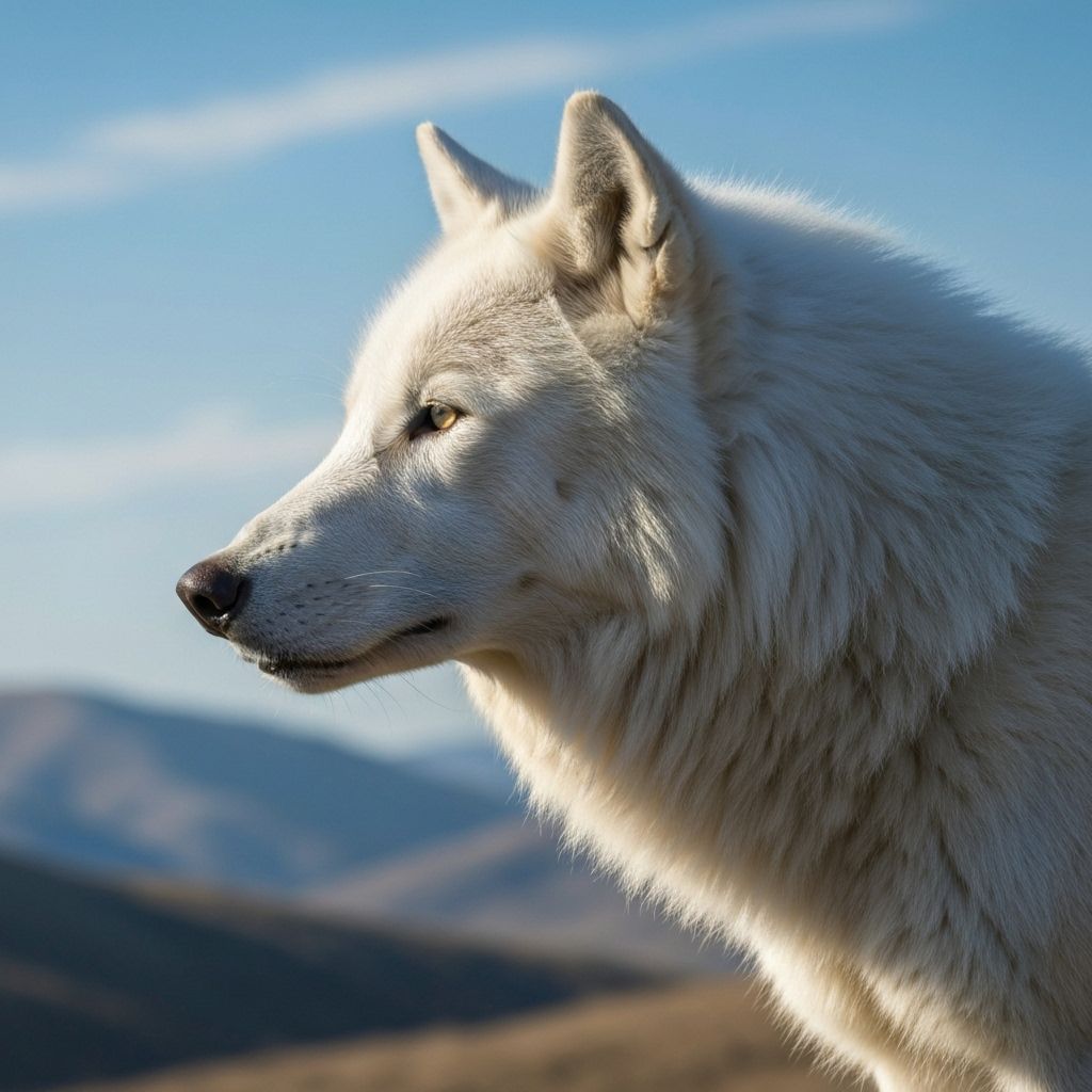 Lobo blanco mirando a la izquierda